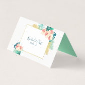 Elegante Gold Hawaiian Hibiskus Wedding Table Card Visitenkarten (Rückseite)