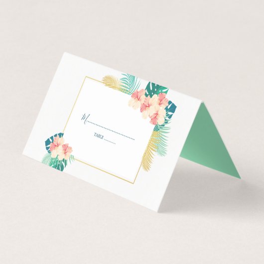 Elegante Gold Hawaiian Hibiskus Wedding Table Card Visitenkarten (Vorderseite)
