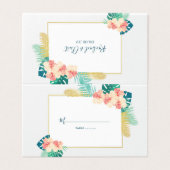 Elegante Gold Hawaiian Hibiskus Wedding Table Card Visitenkarten (Außenseite Aufgefaltet)