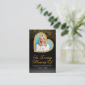 Elegante Gold Heart Foto Beerdigung Gebetskarte Visitenkarte (Stehend Vorderseite)