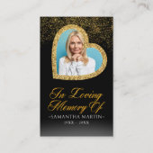 Elegante Gold Heart Foto Beerdigung Gebetskarte Visitenkarte (Vorderseite)