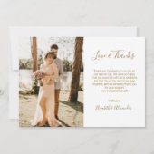 Elegante Gold Heart Foto Collage Wedding Dankeskarte (Rückseite)