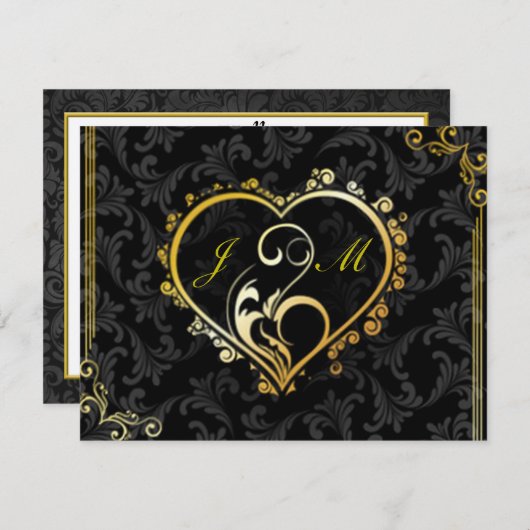 Elegante Gold Heart Monogram Bridesmaid Card Einladung (Vorne/Hinten)