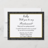 Elegante Gold Heart Monogram Bridesmaid Card Einladung (Rückseite)