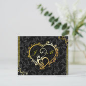 Elegante Gold Heart Monogram Bridesmaid Card Einladung (Stehend Vorderseite)