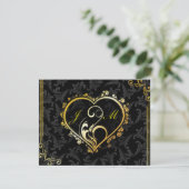 Elegante Gold Heart Monogram Engagement Party Invi Einladung (Stehend Vorderseite)