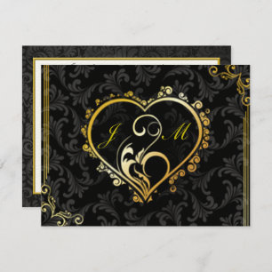 Elegante Gold Heart Monogram Engagement Party Invi Einladung