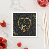 Elegante Gold Heart Monogram Paper Napkins Serviette (Beispiel)