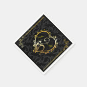 Elegante Gold Heart Monogram Paper Napkins Serviette (Ecke)