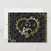 Elegante Gold Heart Monogram Probe Dinner Invit Einladung (Vorderseite)