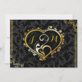 Elegante Gold Heart Monogram Wedding Einladung (Vorderseite)