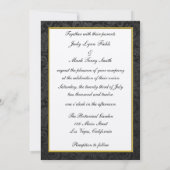 Elegante Gold Heart Monogram Wedding Einladung (Rückseite)