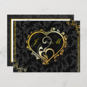 Elegante Gold Heart Monogram Wedding Response Card RSVP Karte (Vorne/Hinten)
