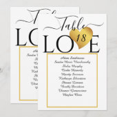 Elegante Gold Heart Tischnummer Seating Charts (Vorne/Hinten)