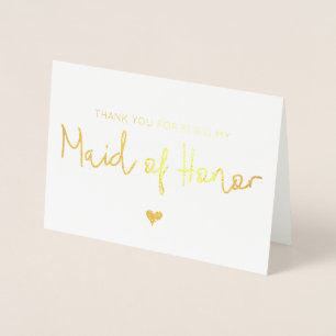 Elegante Gold Heart Trauzeugin Danke Karte