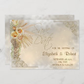 Elegante Gold Hearts Boho Blume Save the Date (Vorne/Hinten)