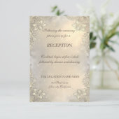 Elegante Gold Hearts Lace Hochzeit Empfang Einladung (Stehend Vorderseite)