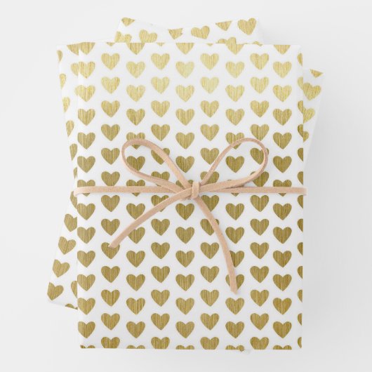 Elegante Gold Hearts Pattern Wedding Geschenkpapier Set (Beispiel)