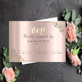 Elegante Gold Hearts Rose Gold RSVP Card Einladung