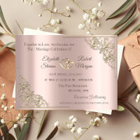 Elegante Gold Hearts Rose Goldene Hochzeit Einladu