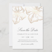 Elegante Gold Hibiskus Blume Hochzeit Save The Date (Vorderseite)