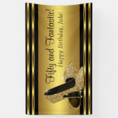 Elegante Gold High Heel Geburtstagsparty Banner (Vertikal)