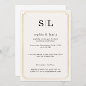 Elegante Gold Hochzeit Einladung mit Monogram (Vorne/Hinten)