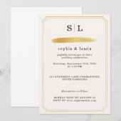 Elegante Gold Hochzeit Einladung mit Monogram (Vorne/Hinten)