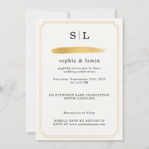 Elegante Gold Hochzeit Einladung mit Monogram