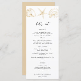 Elegante Gold Hochzeit in Urlaubsort Menu Card Menükarte
