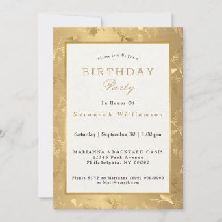 Elegante Gold Hummingbirds Glam Birthday Party Einladung
