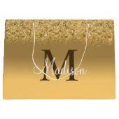 Elegante Gold Imitate Glitzer Monogram Große Geschenktüte (Vorderseite)