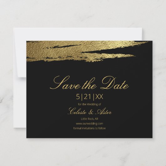 Elegante Gold Imitate Pinacoteca comunale Casa Rus Save The Date (Vorderseite)