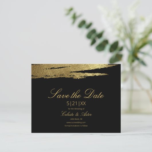 Elegante Gold Imitate Pinacoteca comunale Casa Rus Save The Date (Stehend Vorderseite)