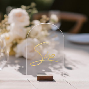 Elegante Gold Imitats Foil Arch Akryllische Tischn Acryleinladungen