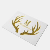 Elegante Gold Imitats Glitzer Hirsche Antler & Whi Fußmatte (Schrägansicht)