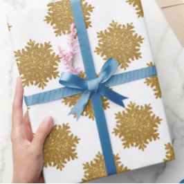 Elegante Gold Imitats Glitzer Snowflake Geschenkpapier
