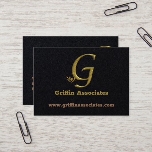 Elegante Gold Initial Letter G Logo Business Card Visitenkarte (Vorderseite/Rückseite Beispiel)