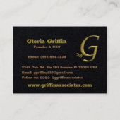 Elegante Gold Initial Letter G Logo Business Card Visitenkarte (Rückseite)