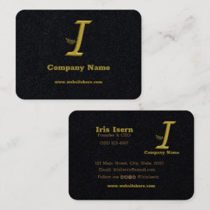 Elegante Gold Initial Letter I Logo Business Card Visitenkarte