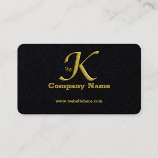 Elegante Gold Initial Letter K Logo Business Card Visitenkarte (Vorderseite)
