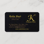 Elegante Gold Initial Letter K Logo Business Card Visitenkarte (Rückseite)