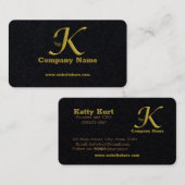 Elegante Gold Initial Letter K Logo Business Card Visitenkarte (Vorne/Hinten)