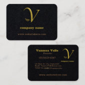 Elegante Gold Initial Letter V Logo-Visitenkarte Visitenkarte (Vorne/Hinten)