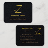 Elegante Gold Initial Letter Z Logo Business Card Visitenkarte (Vorne/Hinten)