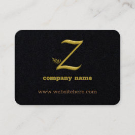 Elegante Gold Initial Letter Z Logo Business Card Visitenkarte