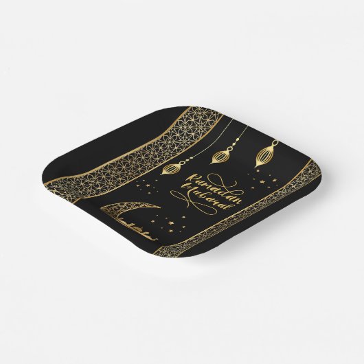 Elegante Gold Islamic Patterns Ramadan Mubarak Pappteller (Gewinkelt)