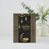 Elegante Gold Islamic Patterns Ramadan Mubarak Postkarte (Stehend Vorderseite)