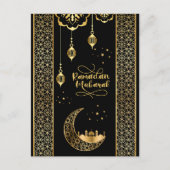 Elegante Gold Islamic Patterns Ramadan Mubarak Postkarte (Vorderseite)