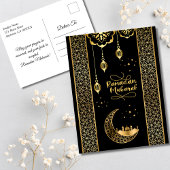 Elegante Gold Islamic Patterns Ramadan Mubarak Postkarte